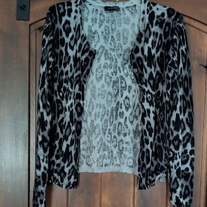 The Limited Black and Gray Leopard Print Cardigan